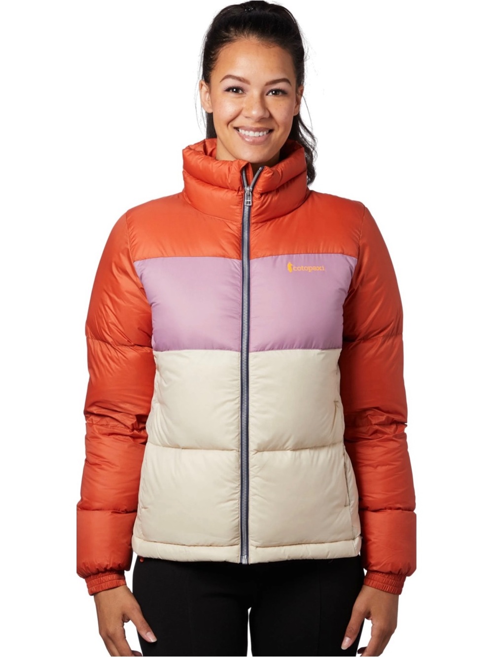 Cotopaxi Solazo Down Colorblock Puffer Jacket — Cayenne, Plum XS